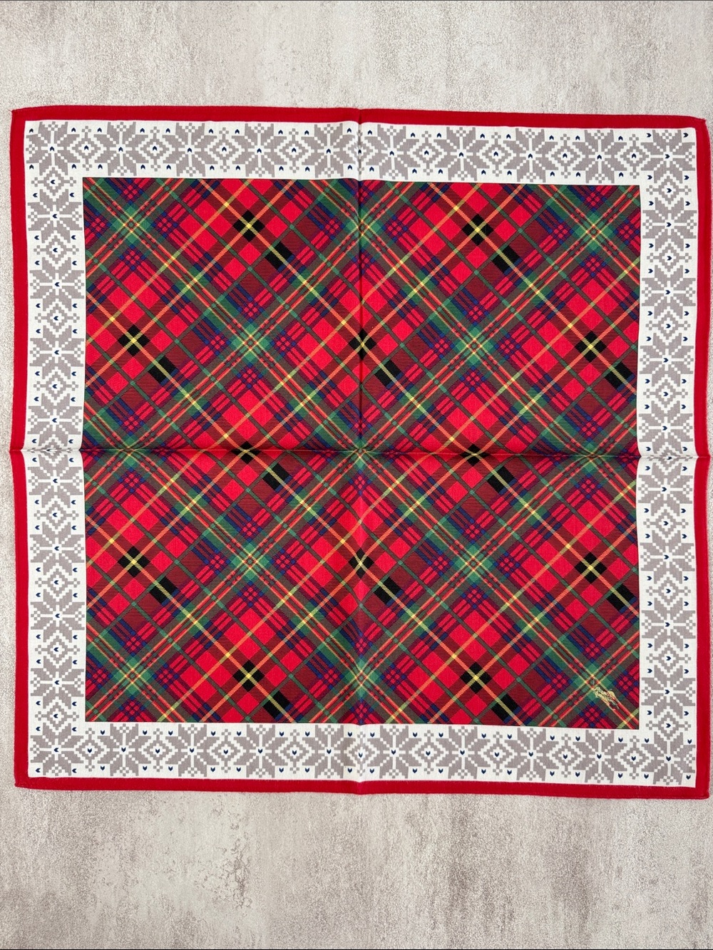Polo by Ralph Lauren Red Tartan Plaid Scarf with White Border